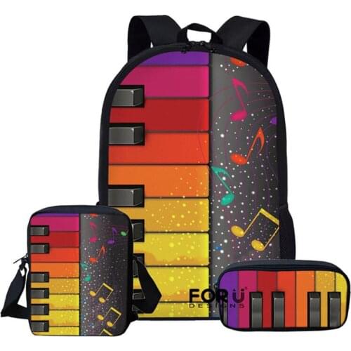2021 Children School Bags Set for Teen Boys Girls Music Note Piano Print Backpack Book Bag Kids Shoulder Bag mochila escolar