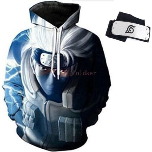 Cosplay Costumes Men Naruto 3D Print Pullover Hoodie Sweatshirt with Kangaroo Pocket With Headband S-5XL