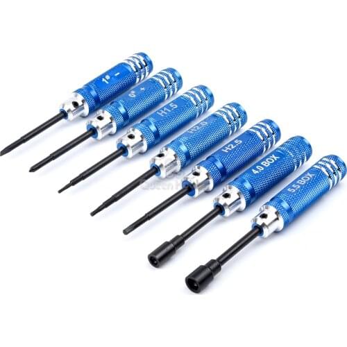 7pcs 0/1/1.5/2/2.5/4/5.5mm Hexagonal Screws Driver Tools Set Screwdriver for RC Aircraft Cars Helicopter Remote Control Camera