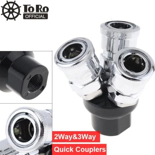 TORO High Speed Steel Pneumatic Fittings Multi Functional Air Coupler Three Way Air Hose Quick Connectors for Air Compressors