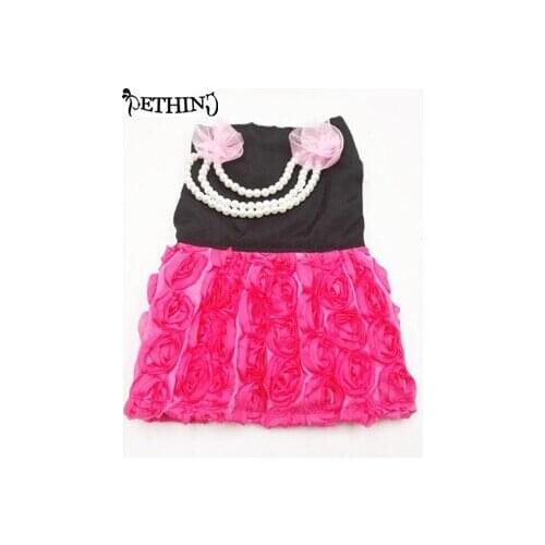 Cute design puppy dress dog summer clothes with pearl necklace pet dog dress wedding Rose style dress XS-XL supply