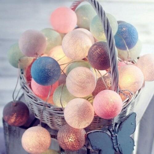 LED Cotton Ball Garland Lights String In Germany Easter Outdoor Holiday Wedding Party Baby Bed Fairy Lights Decoration