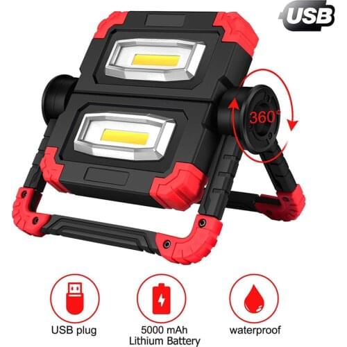 LED Emergency Light 2000lm Folding Portable Flood light Camping Tent Light Rechargeable Power Bank Outdoor Rotation Work Lamp
