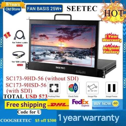 SEETEC 17.3 Inch 1RU Pull Out Rack Mount Monitor Full HD 1920x1080 SC173-HD-56 for Broadcast Director Monitor