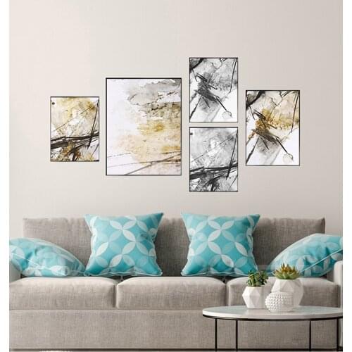 No Frame Vintage Retro Living Room Decor Modern Abstract Chinese Ink Splash Canvas A4 Art Print Wall Picture Painting
