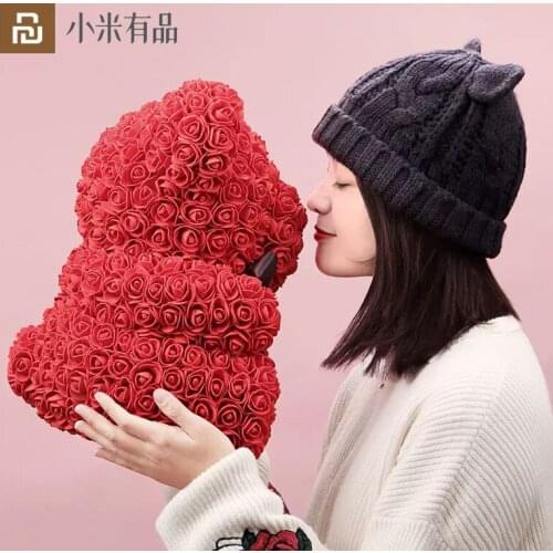 Youpin Red Rose Bear Artificial Flower Rose of Bear for Women Valentines Wedding Christmas Gift Box Home Decor Valentines Gifts