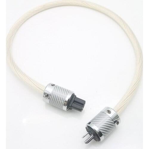 Yter NightOwl 7N PHOCC pure copper silver plted audio power cable with Carbon fiber power jack