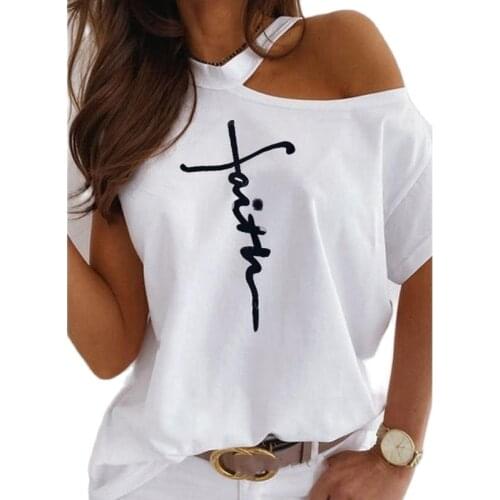 S-5XL Womens Short Sleeve T-shirt Fashion Casual Printed Plus Size Hanging Neck Cotton T-shirt Comfortable Soft Simple T Shirt