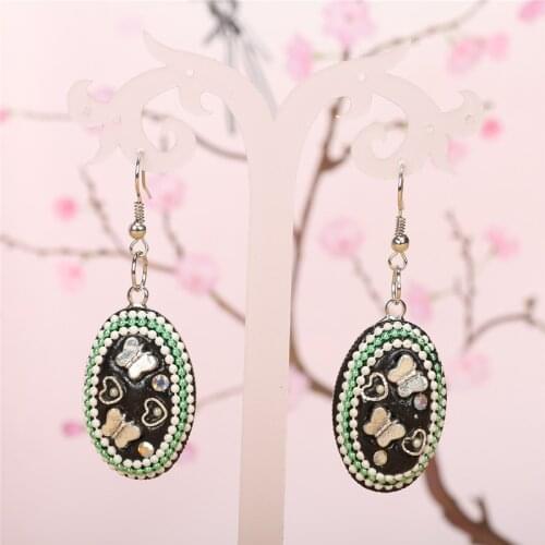 1pair/lot Clay Oval Shape Handmade Metal Earrings Dangle Pendants Graceful Vintage Retro Jewelry Crafts Clearance Sales Yiw