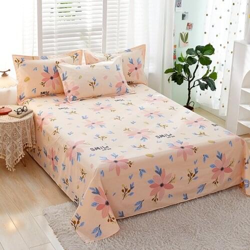1pcs 100% Cotton Bed Sheet Leaves Flowers Printed Double Top King Sheets Pure Cotton Single Size Kids Bed Linen (No Pillowcase)