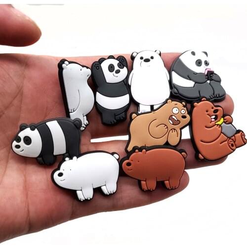 Single Sale 1pc Cute Cartoon Panda Bear Croc Jibz Charms Decoration DIY Garden Shoe Buckles Accessories Sandals Ornaments