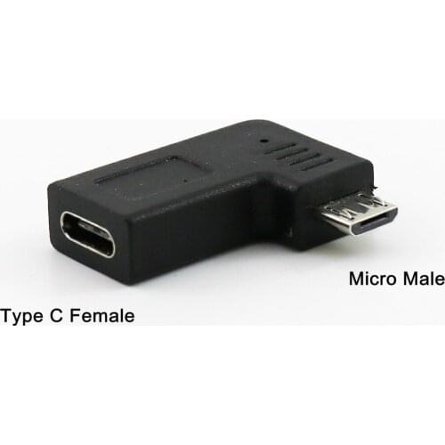 1pc USB Micro Male to USB 3.1 Type C Female Jack 90 Degree Right Angle Charging Data Sync Adapter Converter