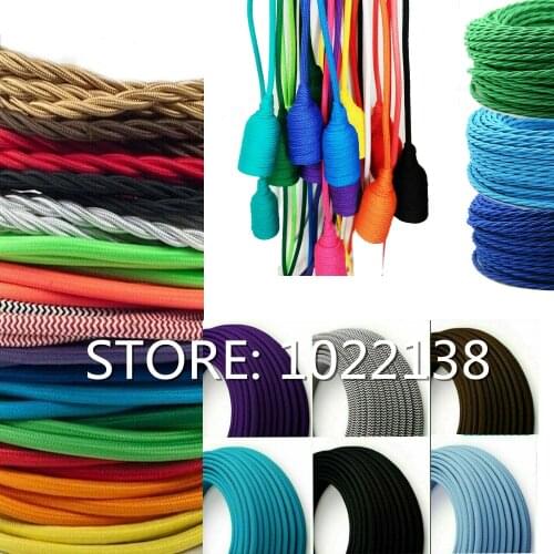 10 meters Fabric Cable cord for Vintage Pendant light 110/220V Decoration lamp Cables Gold Knitted Cloth Twisted Electrical Wire