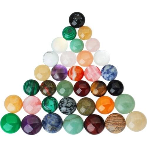 Wholesale New Fashion 10pcs Mixed Flat Round Natural Stone Cabochons Beads 6/8/10/12mm for DIY Bangles Jewelry Making Findings
