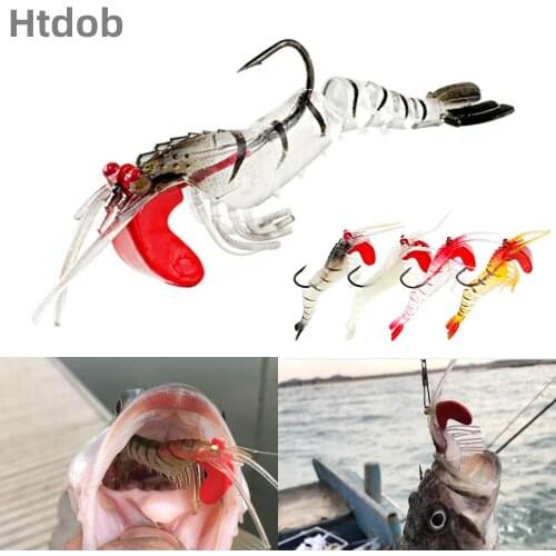 13g Fishing Lure Shrimp Prawn Lure Baits River Prawn Fishing Craws Saltwater Bream Lure With Luminous Eyes Soft Ice Fishing Lure