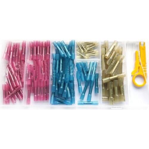 135PCS Heat Shrink Insulated Butt Wire Crimp Electrica Butt Connectors Waterproof Solder Seal Sleeve Splice Terminals Connectors