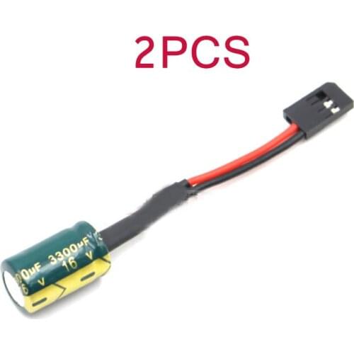 2pcs 3300uF 16V Voltage Protector A3 Flight Control Receiver Large Capacitor Protector w Plug for RC drone FUTABA