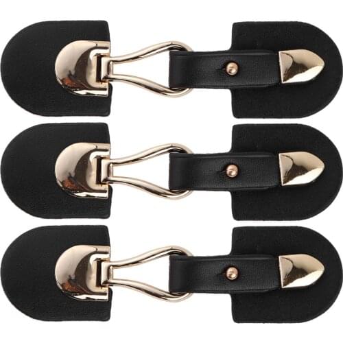 3 Pair Poncho Cape Cardigan Clips Wrap Shawl Fastening PU Leather Clasps Non-Slip Buckle Pins for Clothing Decor DIY Accessories