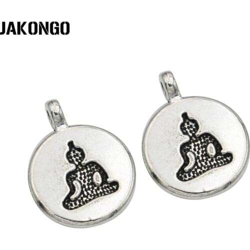 30pcs Antique Silver Plated Yoga Buddha Charm Pendants for Bracelet Jewelry Accessories Making DIY Handmade 14x10mm