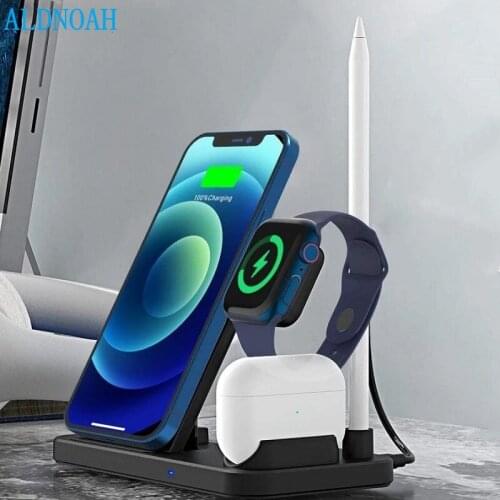 4 IN 1 Fold Wireless Charger Stand For iPhone 12 11 XR XS X 8 Fast Charging Dock Station For Apple Watch 6 5 4 3 2 Airpods Pro
