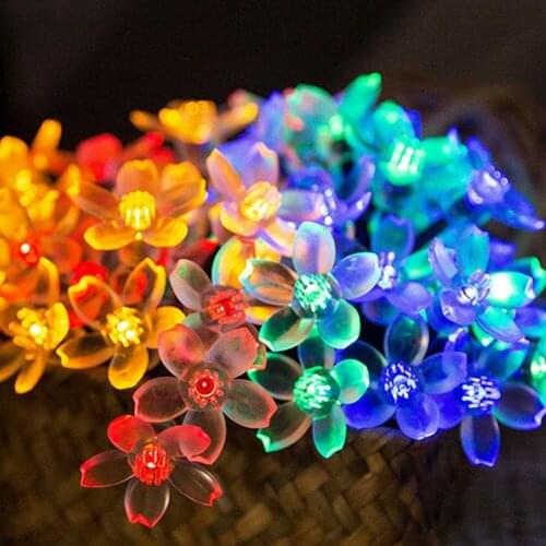 50PCS LED String Lights Waterproof Solar-Powered LED String Lights Flower Shape Fancy Lantern for Garden Park Xmas Decor