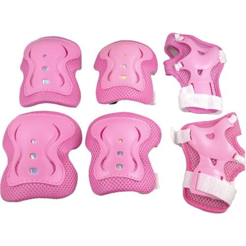 6in1 Se Pink Skate Knee Elbow Wrist Pad Support Safe Protection Pad For Girls Kids Sports Skateboard Cycling Riding Accessories