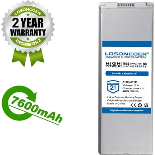 7600mAh Battery For APPLE Macbook 13" MAC A1185 A1181 MA566FE/A MB881LL/A MA472 MA701 MA566 MA561 MA566G/A MA566J/A Battery
