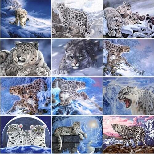 Diamond Painting Leopard Cross Stitch Kits Full Square Drill Diamond Embroidery Animals Needlework Art Crystal Craft Decor Gift