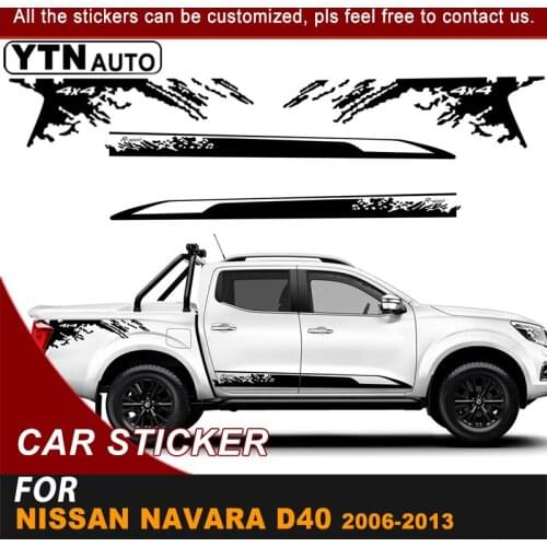 Side Door Car Stickers 4x4 Mud Sport Stripe Graphic Vinyl Decal For Nissan Navara D40 2006 2007 2008 2009 2010 2011 2012 2013