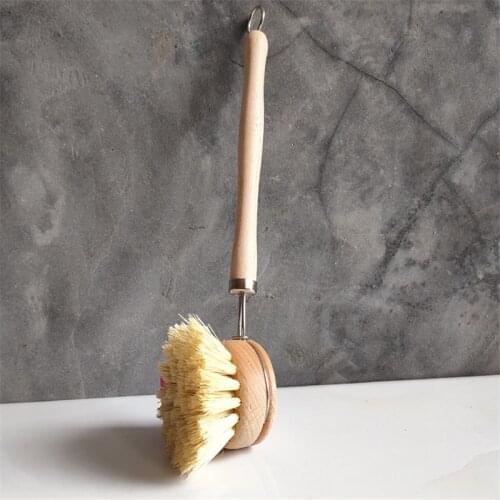 Bamboo Scrubbing Pans Brush Stiff Bristles Bottle Pot Wash Dishes Brushes for Kitchen Sink Household Cleaning Accessories Tools