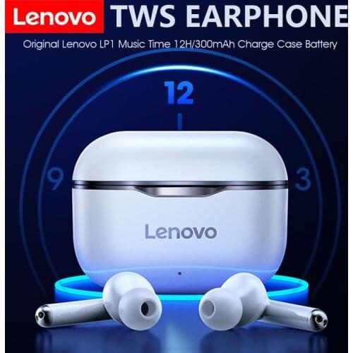 Lenovo LP1 Wireless Earphone Bluetooth 5.0 Noise Cancelling TWS Earbuds Waterproof Sport Headset Mic Dual Stereo HIFI Bass Siri
