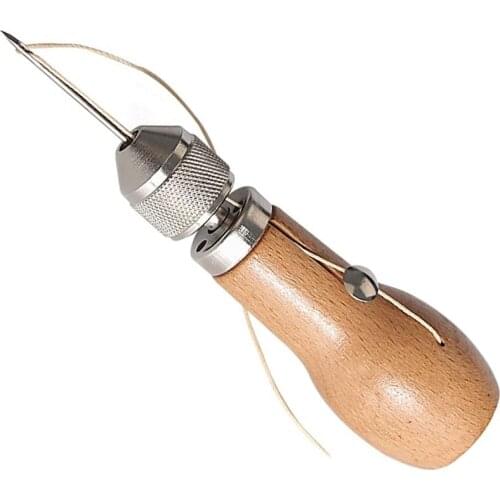 BESTNULE Professional Sewing Awl Hand Stitcher Repair Tool Kit with 2 Needles and 2 Additional Waxed Thread