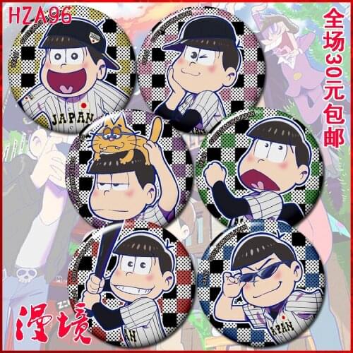58mm pins Osomatsu San Baseball Version Six face brother FunnyBrooch cartoon badge o