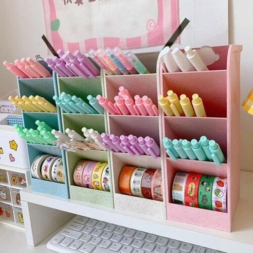 Pen Holder Space-saving Large Capacity Plastic Makeup Tools Organizer Box for Home