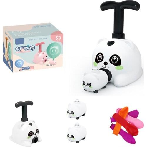 Balloon Powered Car Toy Kit Panda Pump Aerodynamic Inertia Car Toy Kit Cute Panda Car Holiday Gift For Children Toddlers