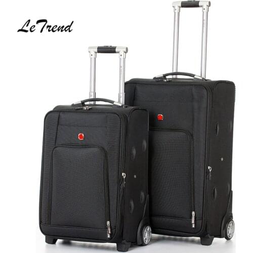 Letrend Classic Rolling Luggage Spinner Fashion High-grade Wheel Suitcase Oxford Trolley Men Carry On Women password Travel Bag