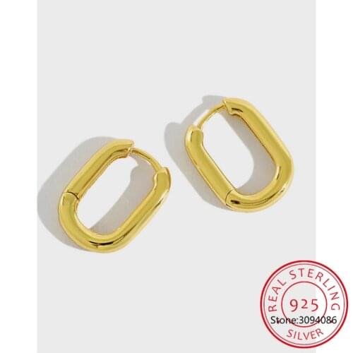 LEKANI Minimalism Pure 925 Silver Earrings Small Hoop Earrings Gold Color Korean Fashion 925 Silver Female Fine Jewelry