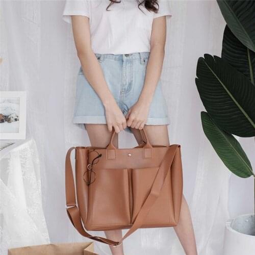 2021 New Pu Fashion Handbags Women Shoulder Large Capacity Casual Tote Vintage Ladies Crossbody Bags Interior Zipper Pocket Soft