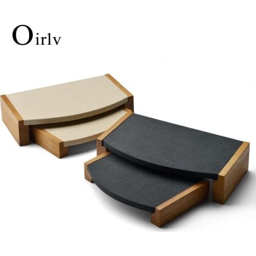 Oirlv 2 Pieces /set Wooden bracelet bangle Pendant Ring display stand with microfiber multifunctional jewelry Holder Showcase