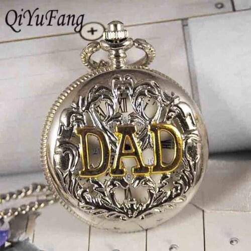 Dad Pocket Watch 1pcs/lot steampunk quartz vintage necklace pendant mens roman silver chain friends fathers day gift 2021
