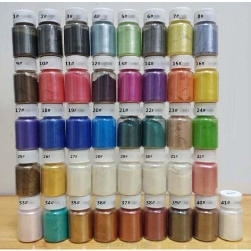 41Color Pearlescent Mica Powder Epoxy Resin Dye Pearl Pigment Jewelry Making 10g F26 21 Dropship