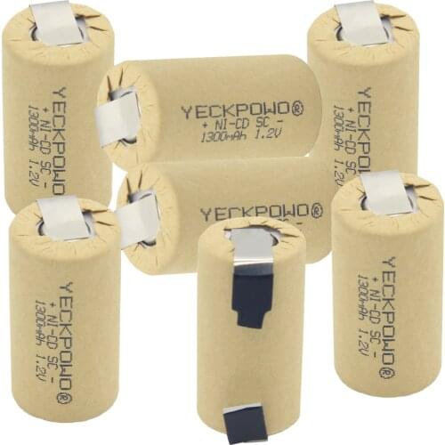 Flat top 1300mAh nickel sheets 1.2V sub C battery welding tabs SC batteries NICD soldering tape for hitachi for screwdrivers