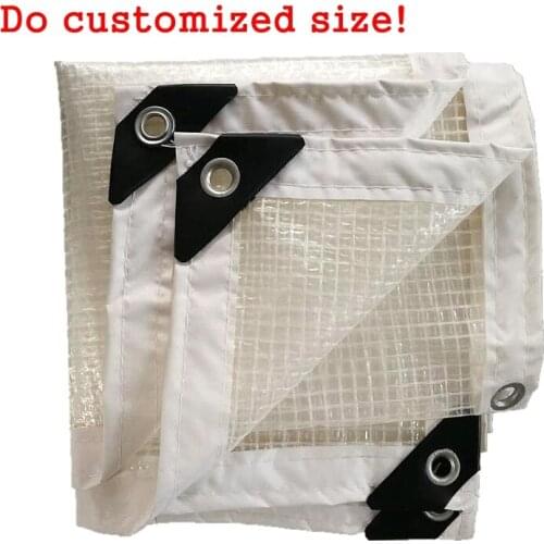 Customized PE Material Waterproof Tarpaulin Film Windows Rain Cloth Net Protect Balcony Flower Plants Shelter Visible Shade Sail