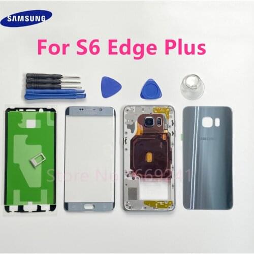 Full Housing Battery Door Back Cover Front Screen Glass Lens Middle Frame Complete For Samsung Galaxy S6 Edge Plus G928 G928F