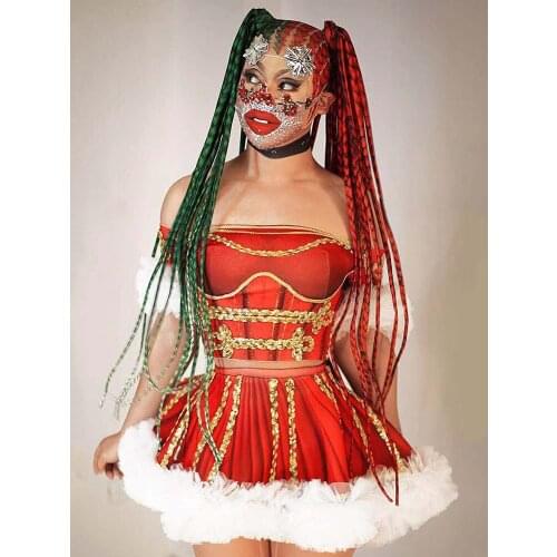 Festival Party Women Clothing Sexy Bikini Dress Christmas Costume New Year Celebrate Outfit Nightclub Dj Ds Gogos Rave Clothes