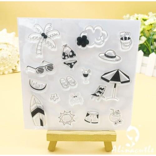 CLEAR STAMPS Summer Beach Ocean Scrapbooking Card Album Paper Craft Rubber Roller Transparent Silicon Clear Stamp AlinaCraft