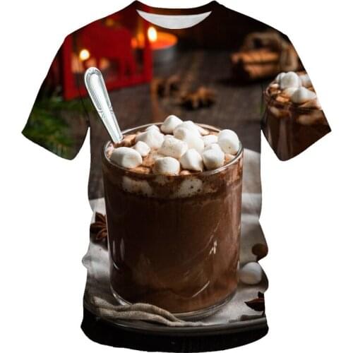 A variety of rich food 3D graphic T-shirts for summer men’s Harajuku oversized T-shirts, cool graphics, delicious food graphic T