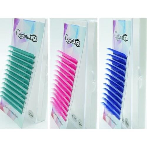 QUXINHAO NEW C/D 0.07/0.1mm 8-15mm false lashes blue+green+purple eyelash individual colored lashes Faux eyelash extensions