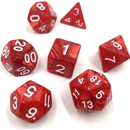 Rollooo Dice Pearl RPG Dice 7 Pieces D4 D6 D8 D10 D% D12 D20