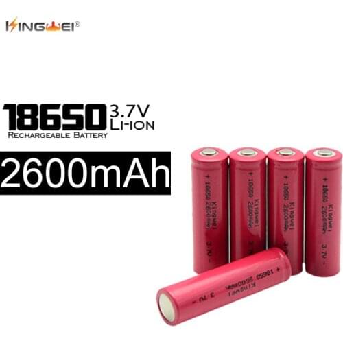 RU High-Quality Red KingWei 18650 Flat Head Battery 2600mah 3.7v Li-ion Rechargeable Battery For Flashlight Head Lamp